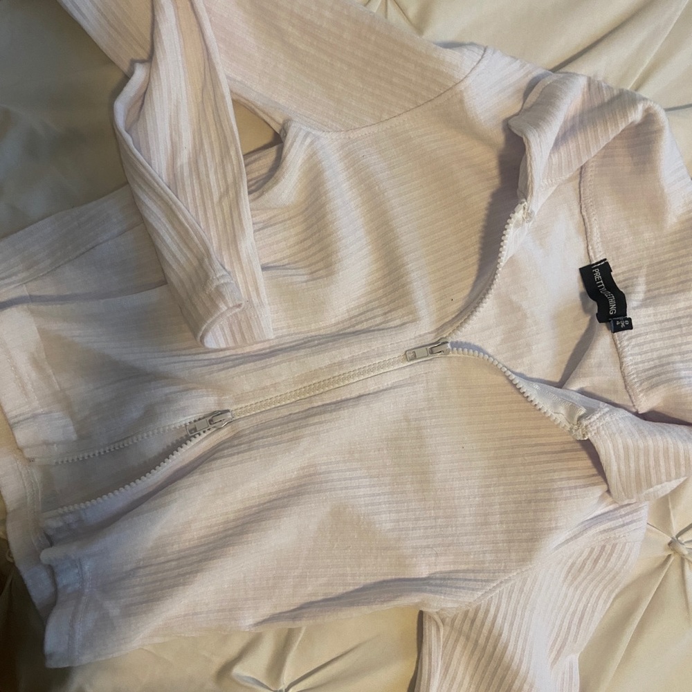 White collar double zip top